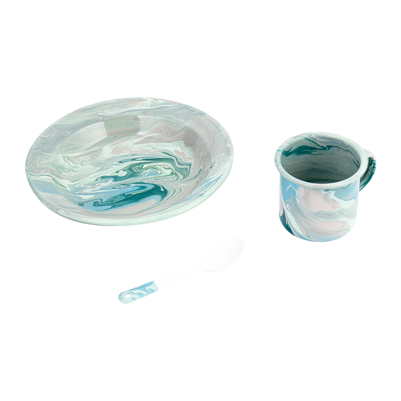 Set di teiere di smalto floreale europeo